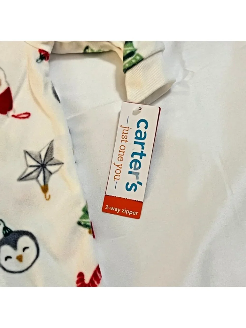 Carters Just One You Footed Santa Penguin 2 Way Zipper Sleep Play Sz 6M NWT